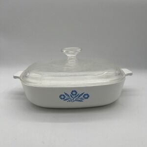 Vintage Corning Ware P-9-B Blue Cornflower 9"‎ Square Casserole Dish with lid